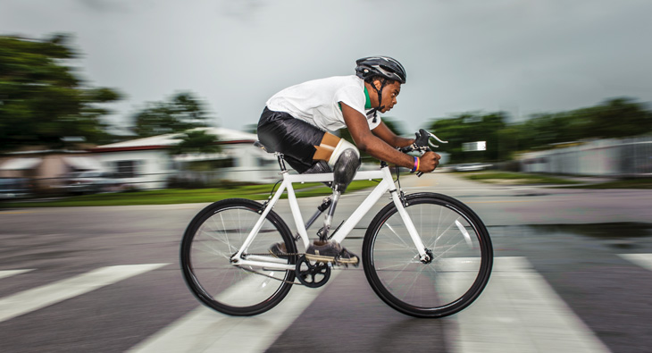 Moise Brutus, black cyclist, triple amputee